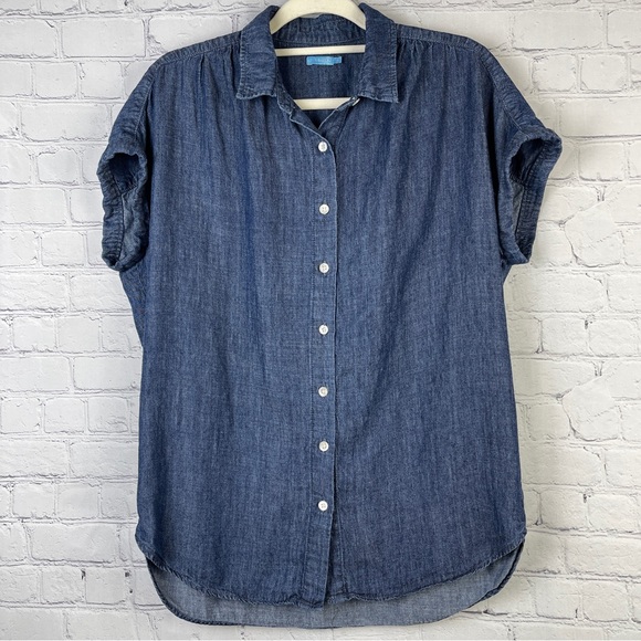 J. McLaughlin Tops - J. MCLAUGHLIN Alondra denim blue tencel linen chambray button shirt, size M